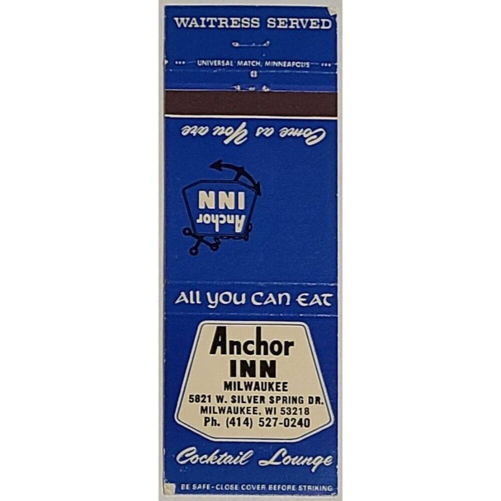 Vintage Matchbook Cover Anchor Inn Restaurant Milwaukee WI Wisconsin